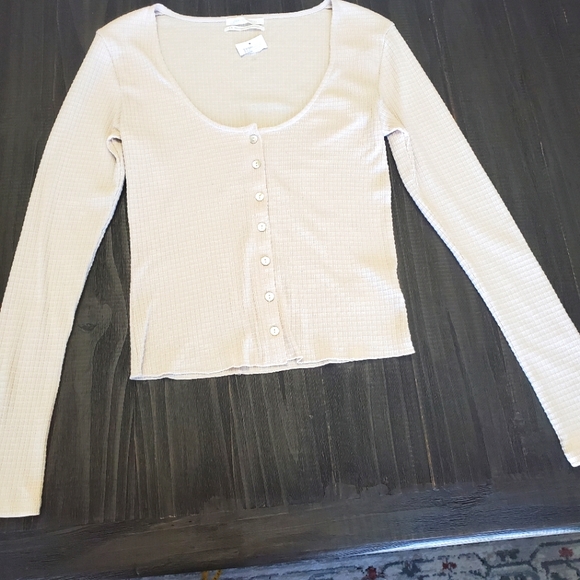 Urban Outfitters Tops - Urban Outfitters cream scoop neck crop size large